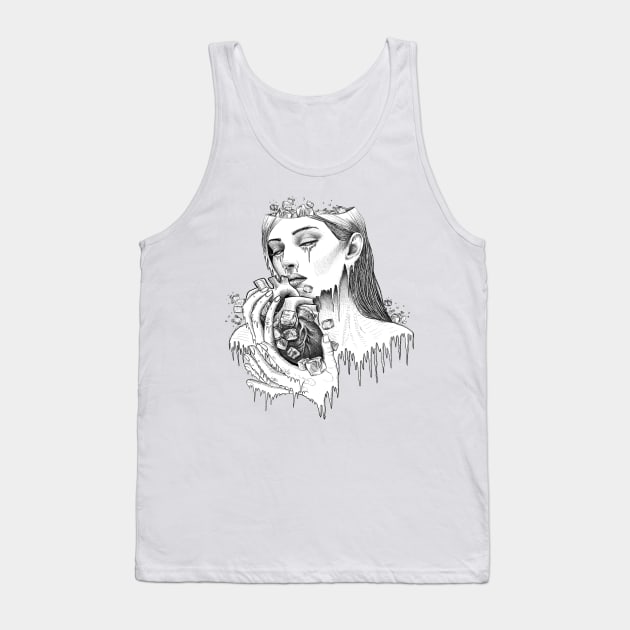 Frost illustration of woman holding ice heart. Tank Top by ilhnklv